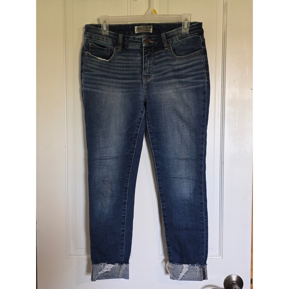 BKE Denim Monroe Straight Ankle Jeans Raw Frayed Cuff Stretch 27 x 27